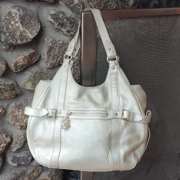 Lauren Ralph Lauren Handbags - Lauren Ralph Lauren Pearl Shimmer Leather Hobo Shoulder Bag